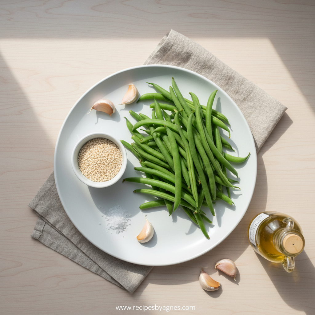Simple ingredients for sesame green beans recipe