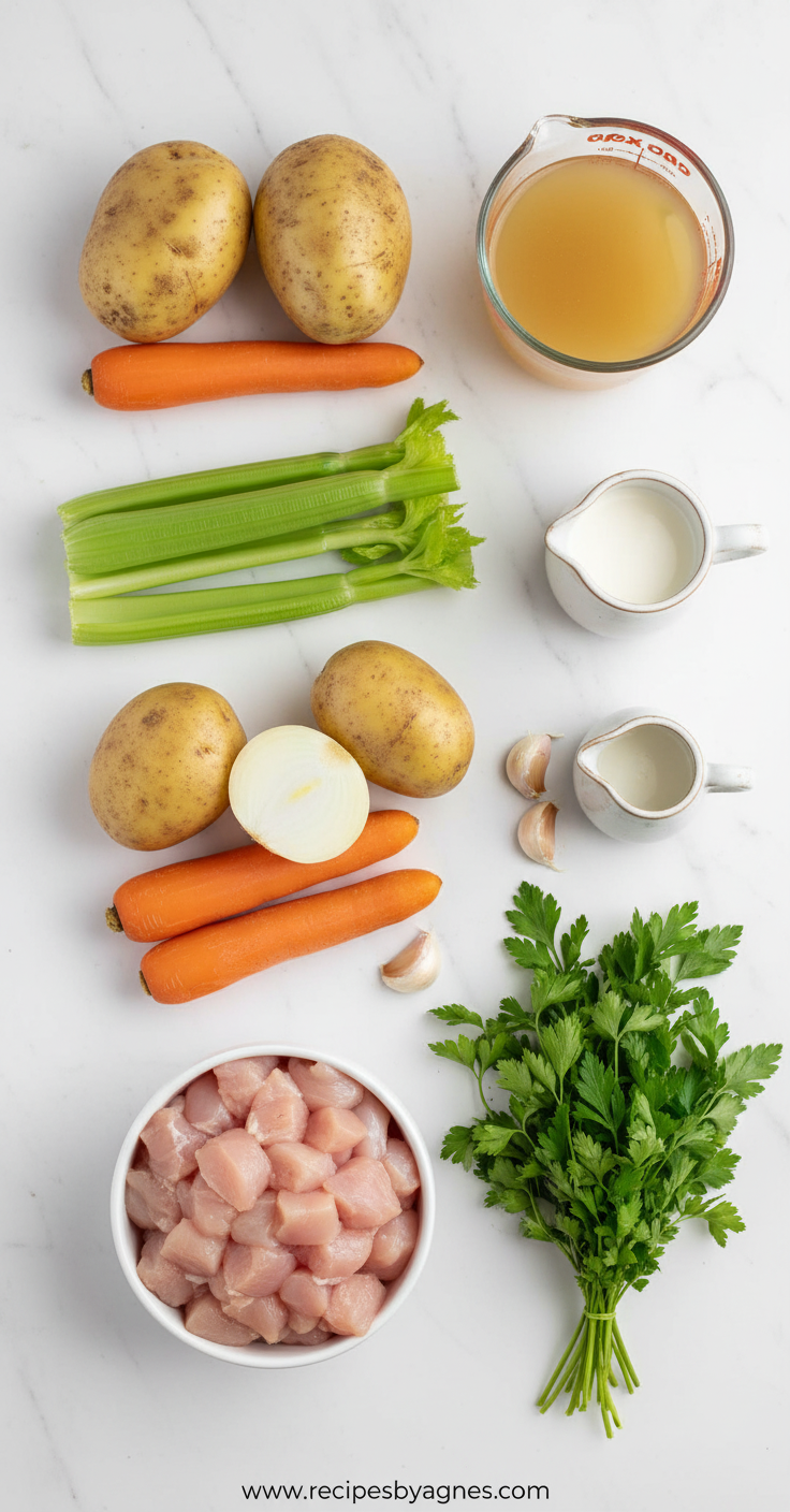 Ingredients for creamy chicken potato soup