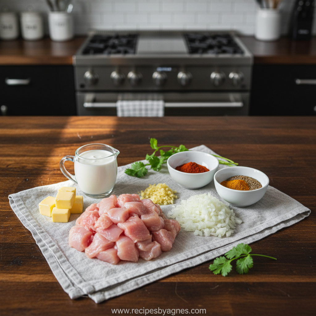 Ingredients for Texas Roadhouse copycat butter chicken skillet