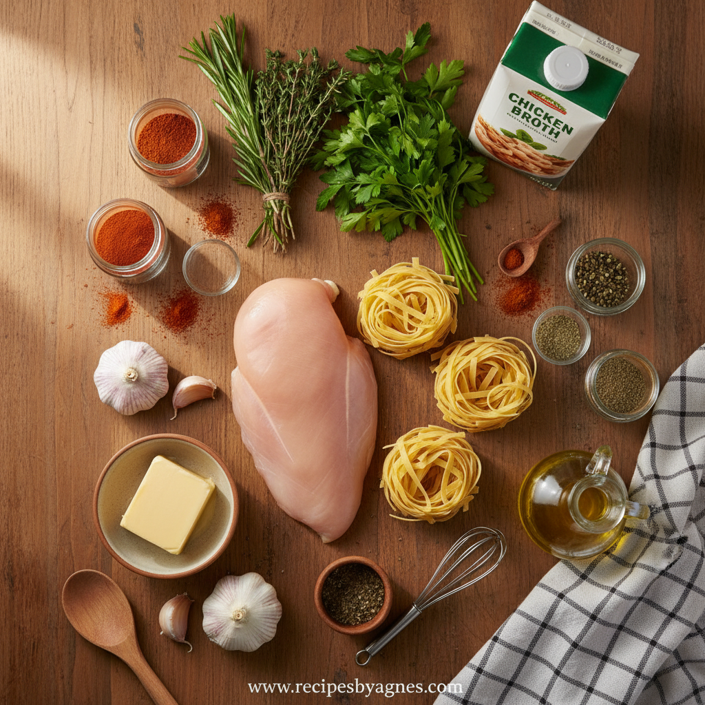 Ingredients for cowboy butter chicken linguine