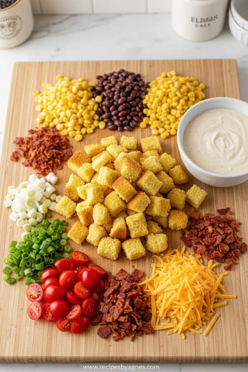 Ingredients for Paula Deen cornbread salad