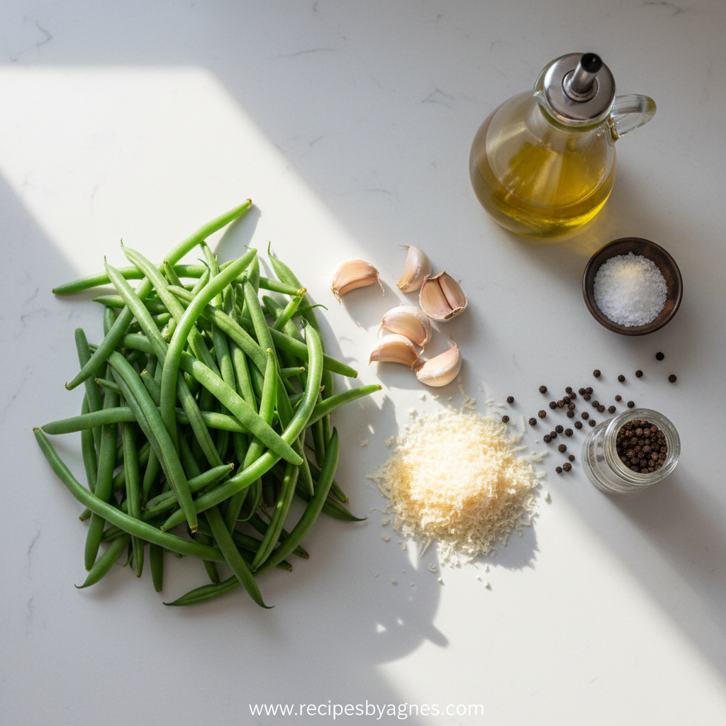 Ingredients for garlic Parmesan roasted green beans
