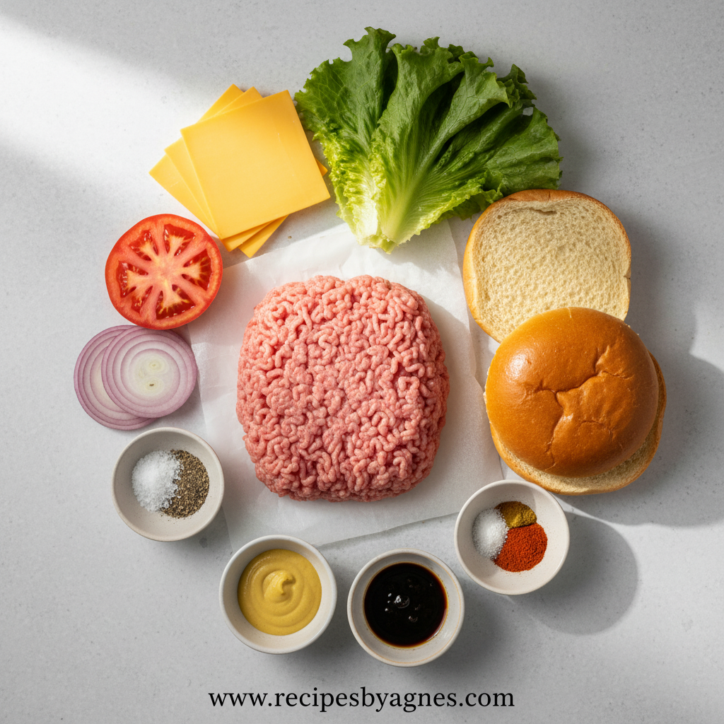 Ingredients for making turkey burgers from scratch