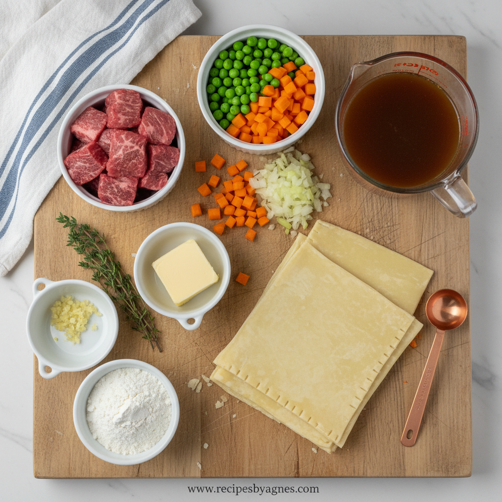 Ingredients for beef pot pie