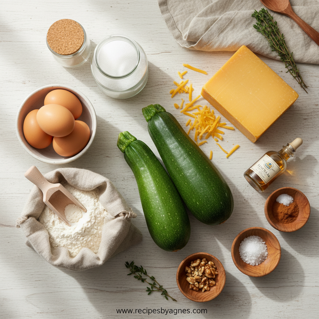Ingredients for Zucchini Cheddar Bread