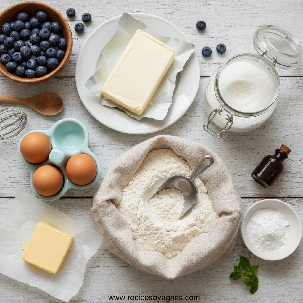 Ingredients for Blueberry Cream Cheese Muffins