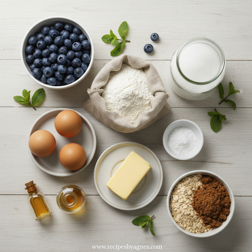 Ingredients for Blueberry Muffins with Crumble Topping