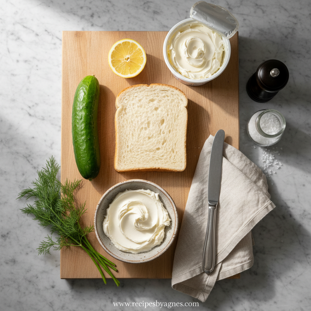 Ingredients for cucumber sandwiches