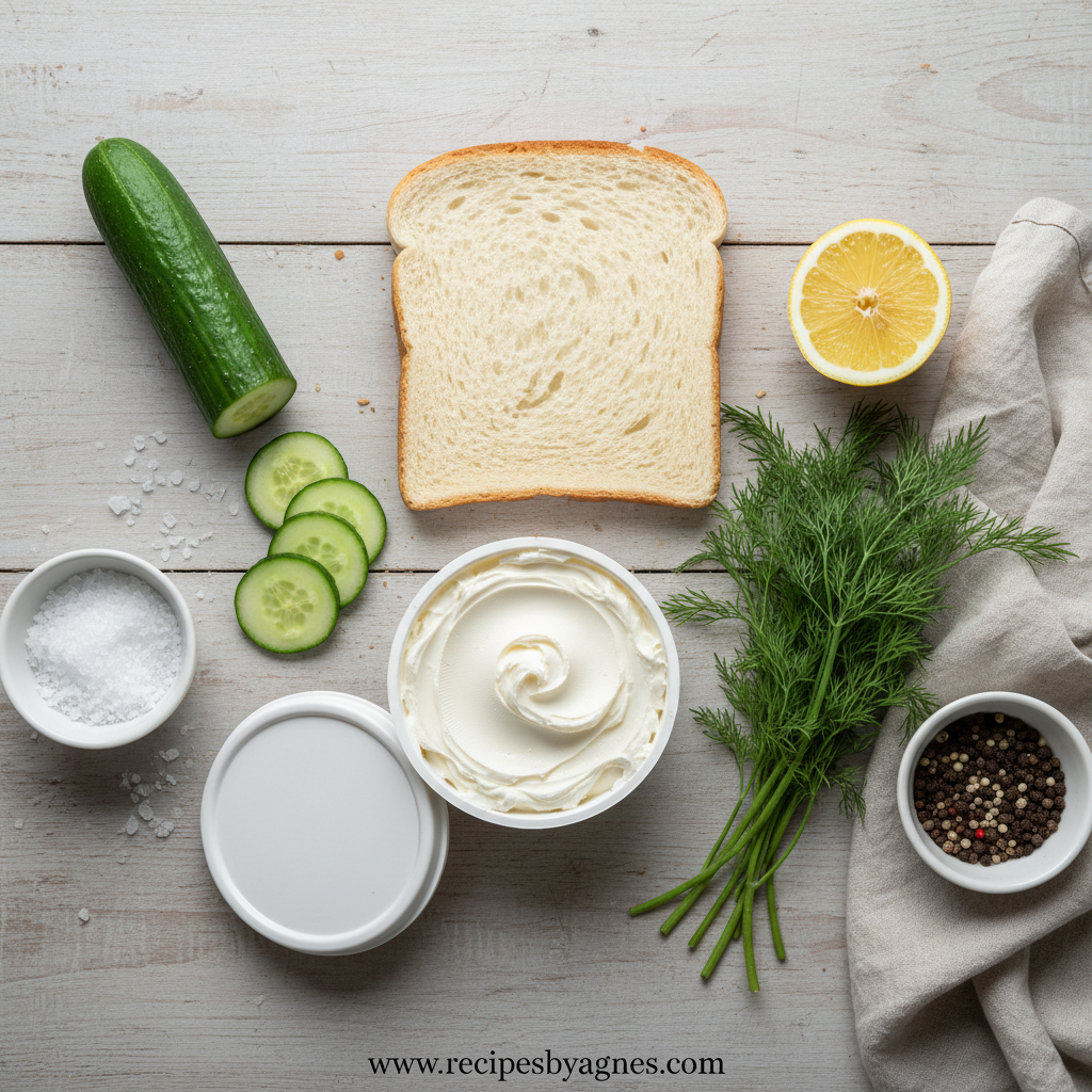 Ingredients for cucumber sandwich