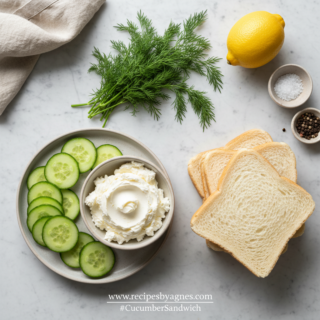 Ingredients for cucumber sandwiches