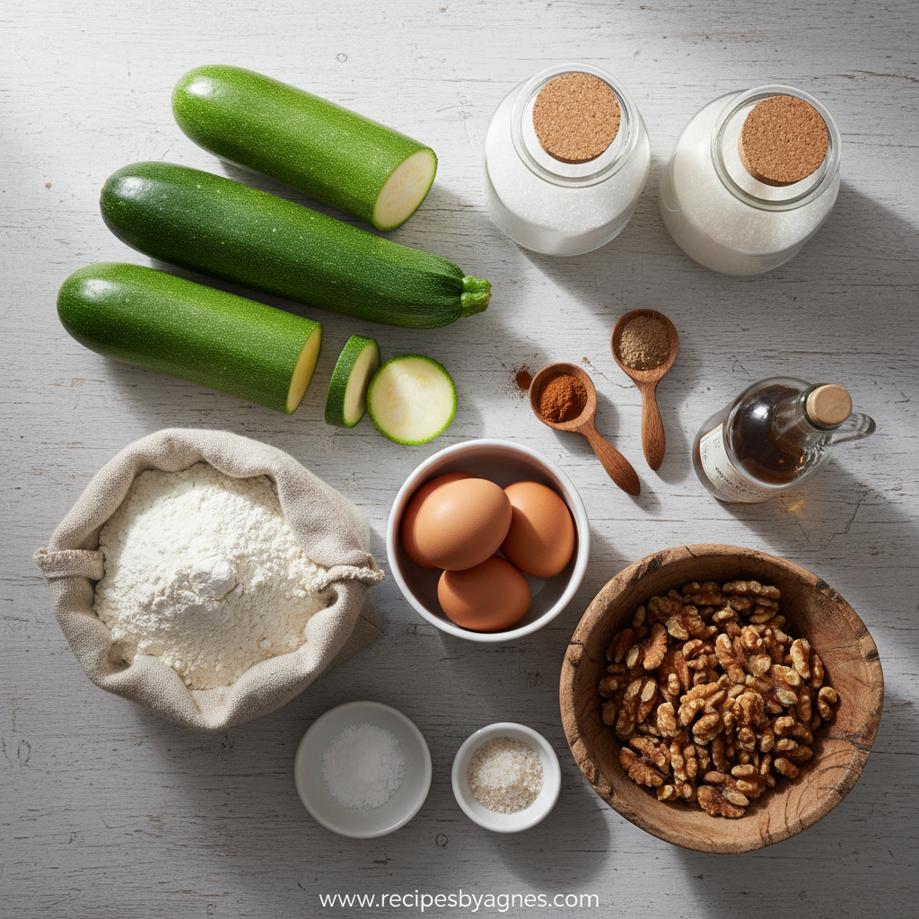 Ingredients for Moist Zucchini Bread