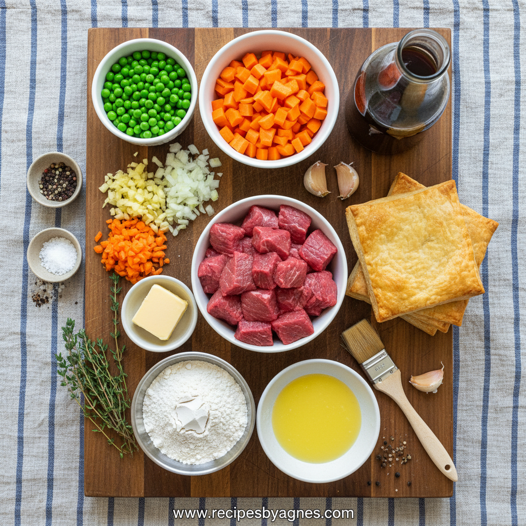 Ingredients for individual beef pot pies