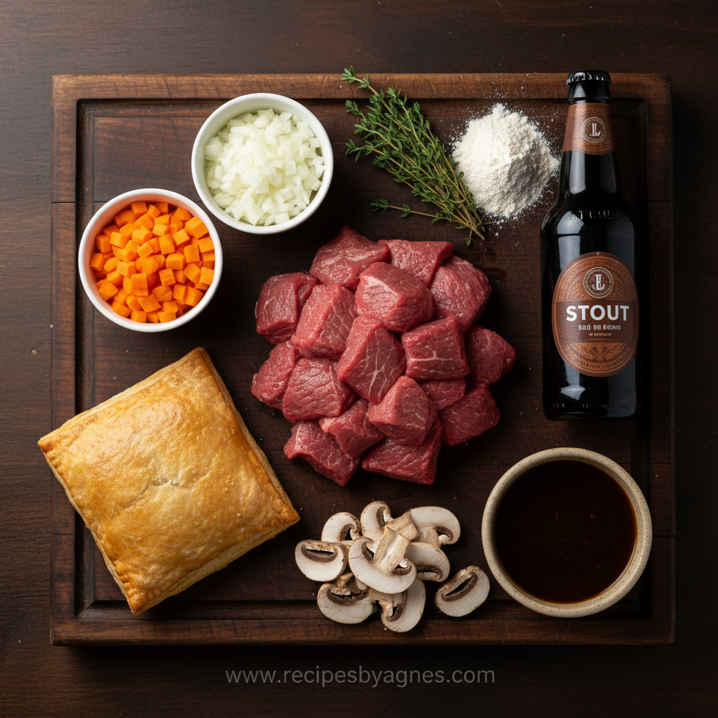 Ingredients for Stout Braised Beef Pot Pie