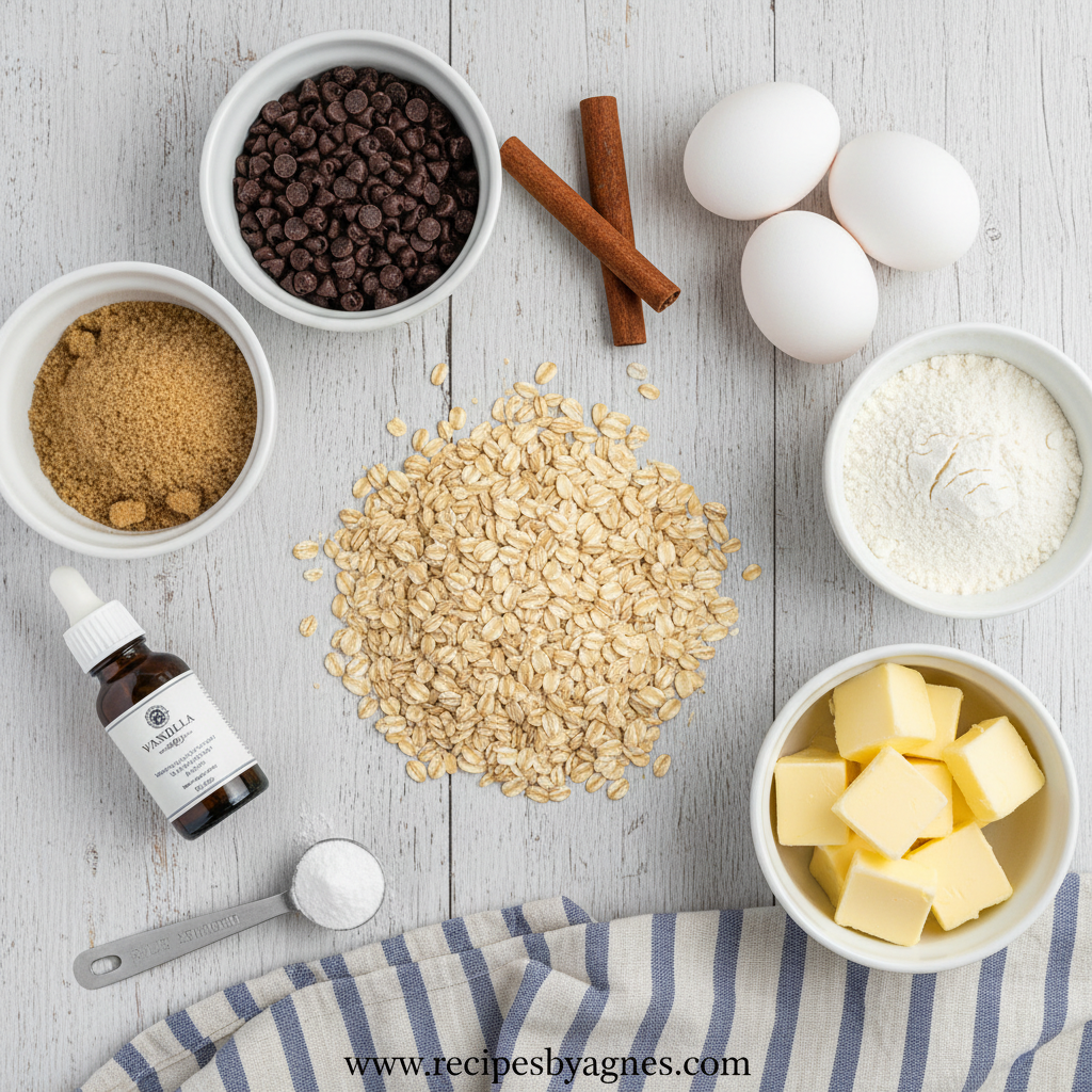 Ingredients for the best oatmeal cookies