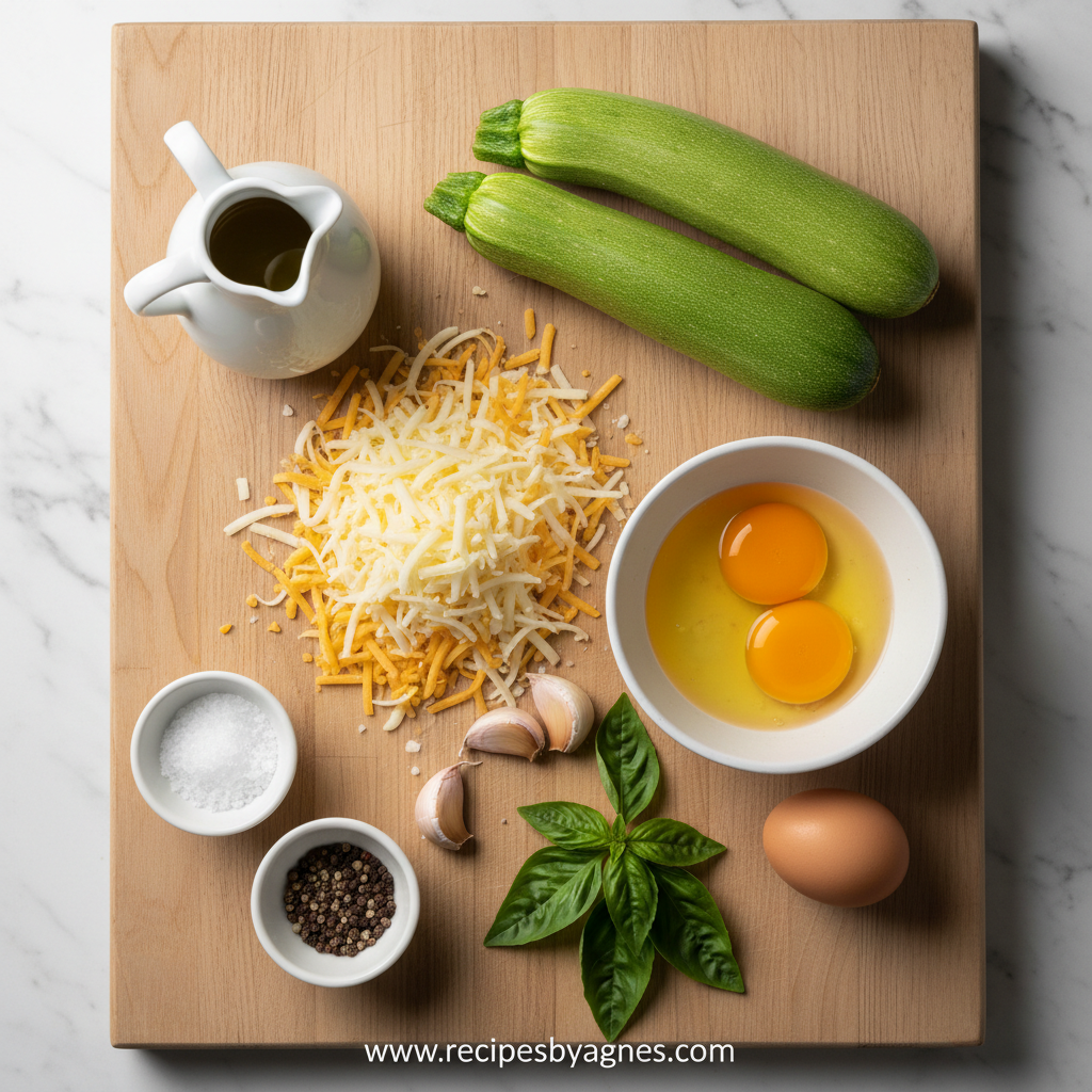 Ingredients for Golden Zucchini Cheese Casserole