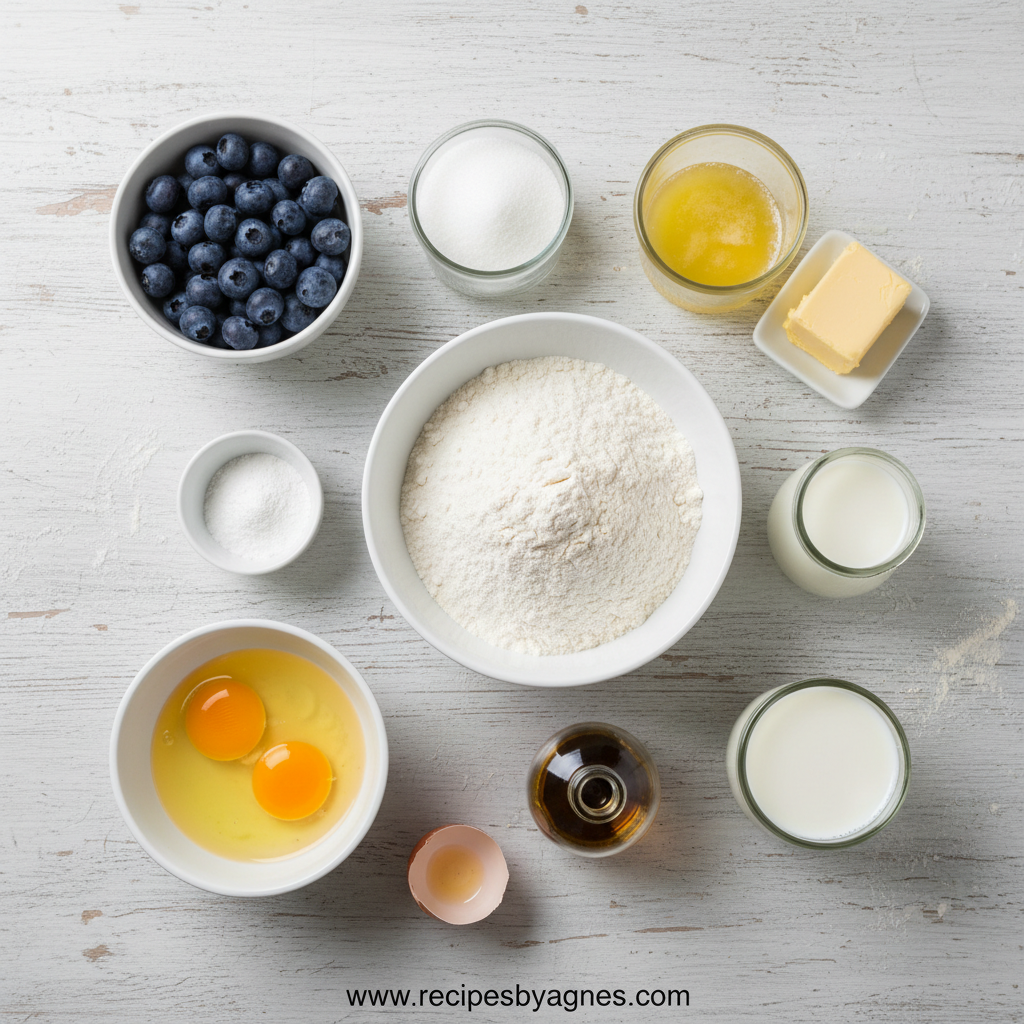 Ingredients for Bakery Style Blueberry Muffins