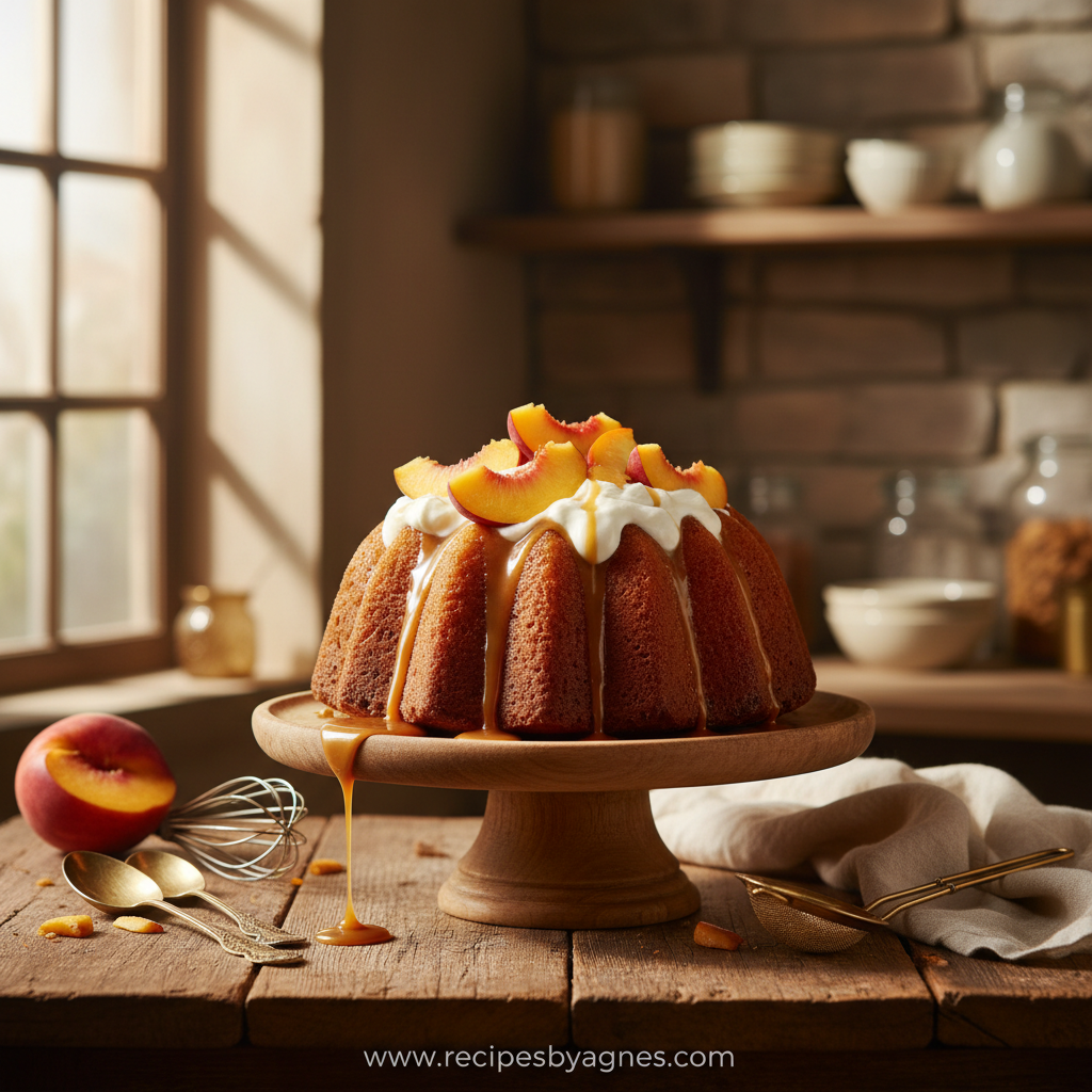 Cream Cheese Peach Cobbler Pound Cake
