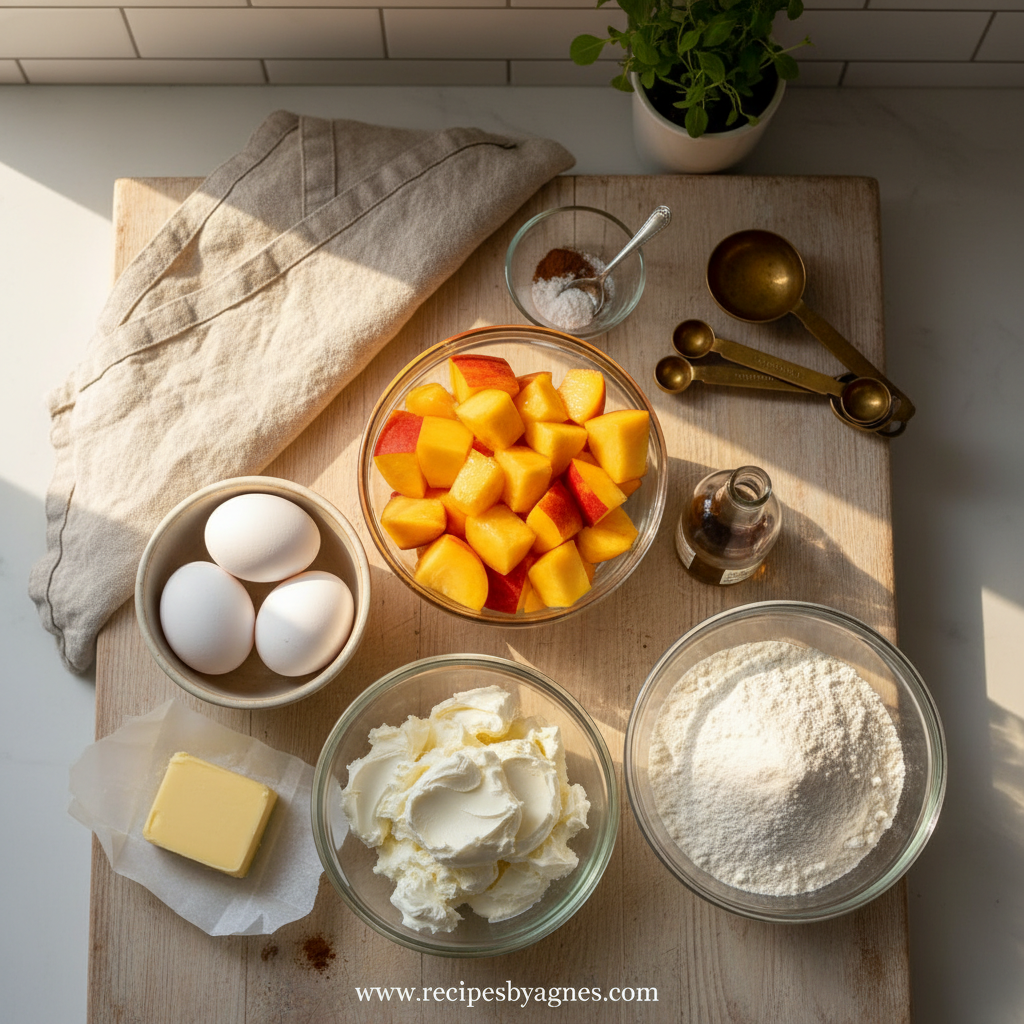 Ingredients for Cream Cheese Peach Cobbler Pound Cake