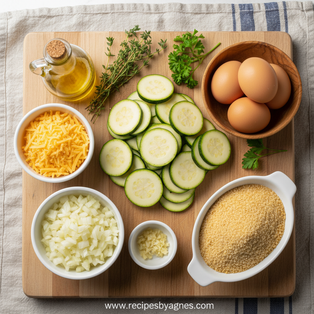 Ingredients for Baked Zucchini Casserole