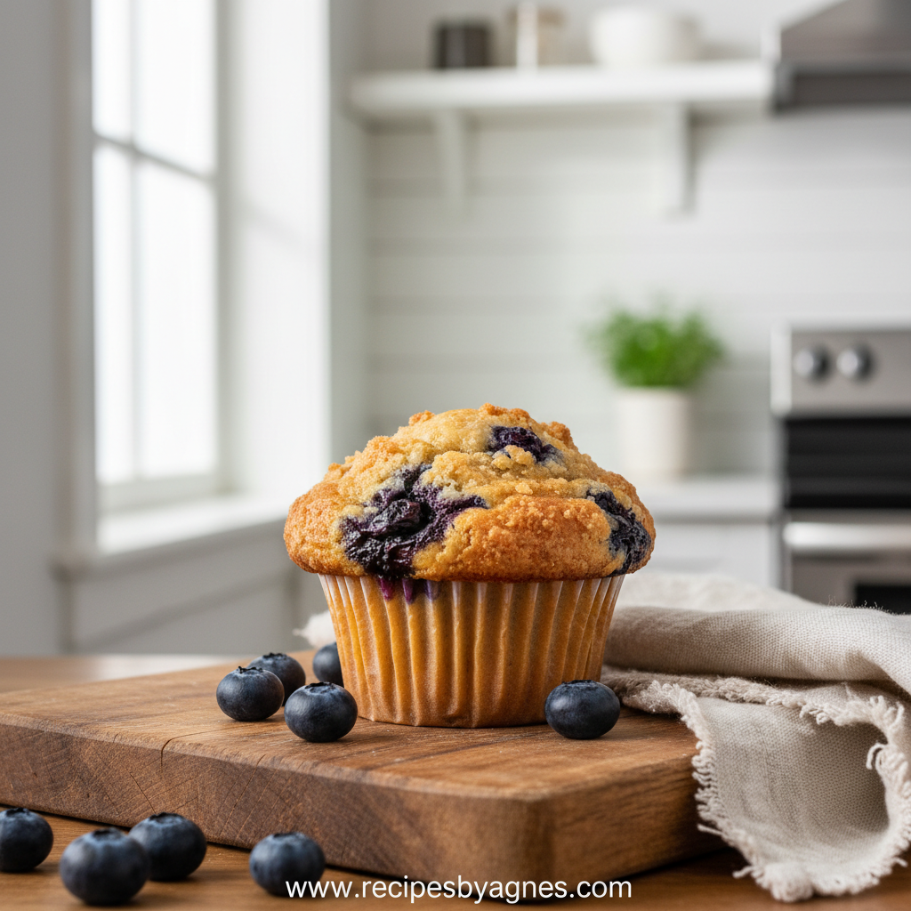 Easy blueberry muffins with crumble topping