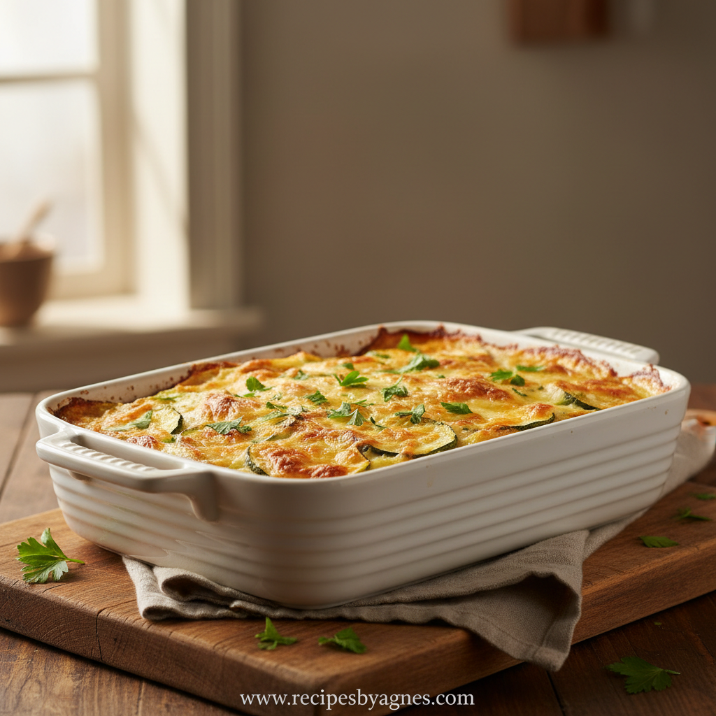 Easy Cheesy Zucchini Bake served on a plate