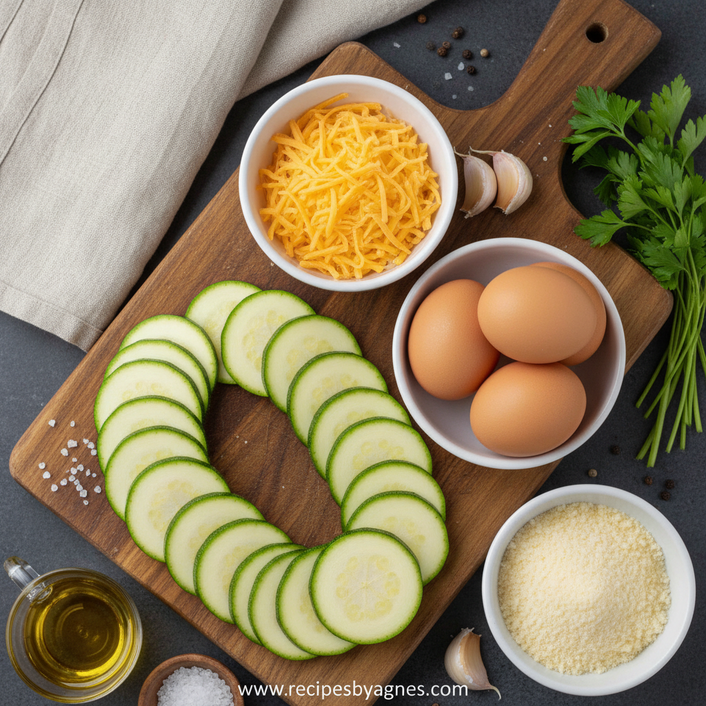 Ingredients for Easy Cheesy Zucchini Bake