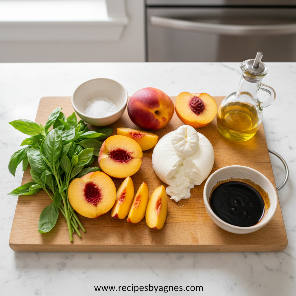 Ingredients for Fresh Peach Burrata Salad