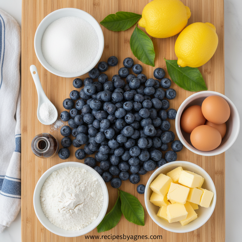 Ingredients for lemon blueberry muffins