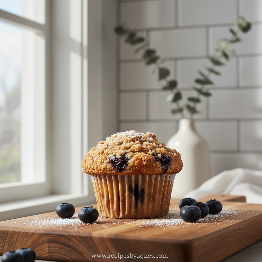 Bakery Style Blueberry Streusel Muffins
