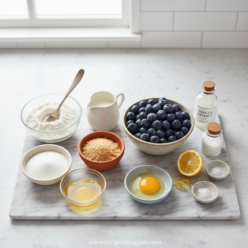 Ingredients for blueberry muffins