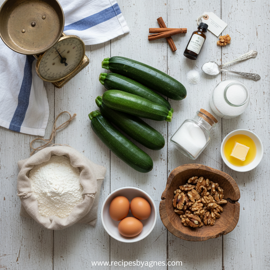 Ingredients for Mom’s Secret Moist Zucchini Bread
