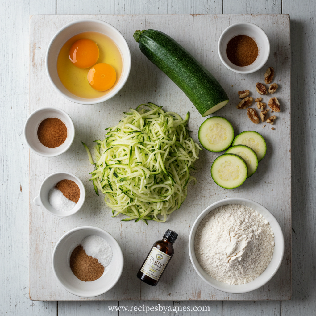 Ingredients for Old Fashioned Zucchini Bread