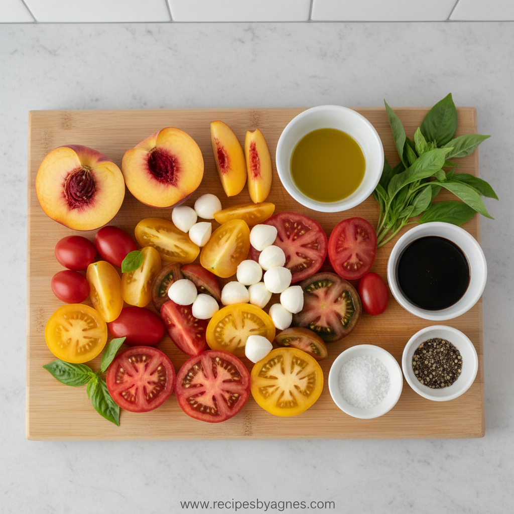 Ingredients for Peach Tomato Caprese Salad