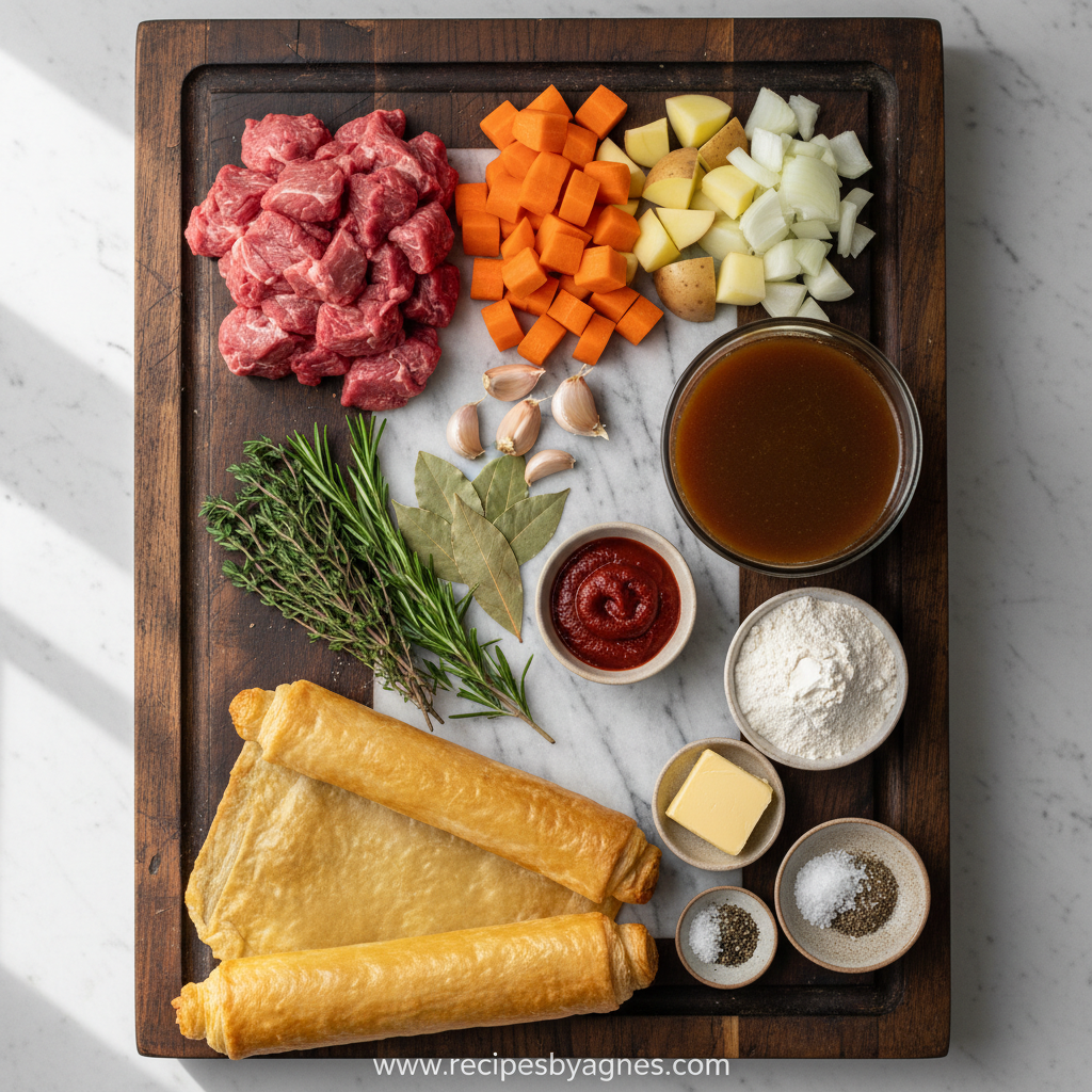 Ingredients for Savory Beef Stew Pot Pie