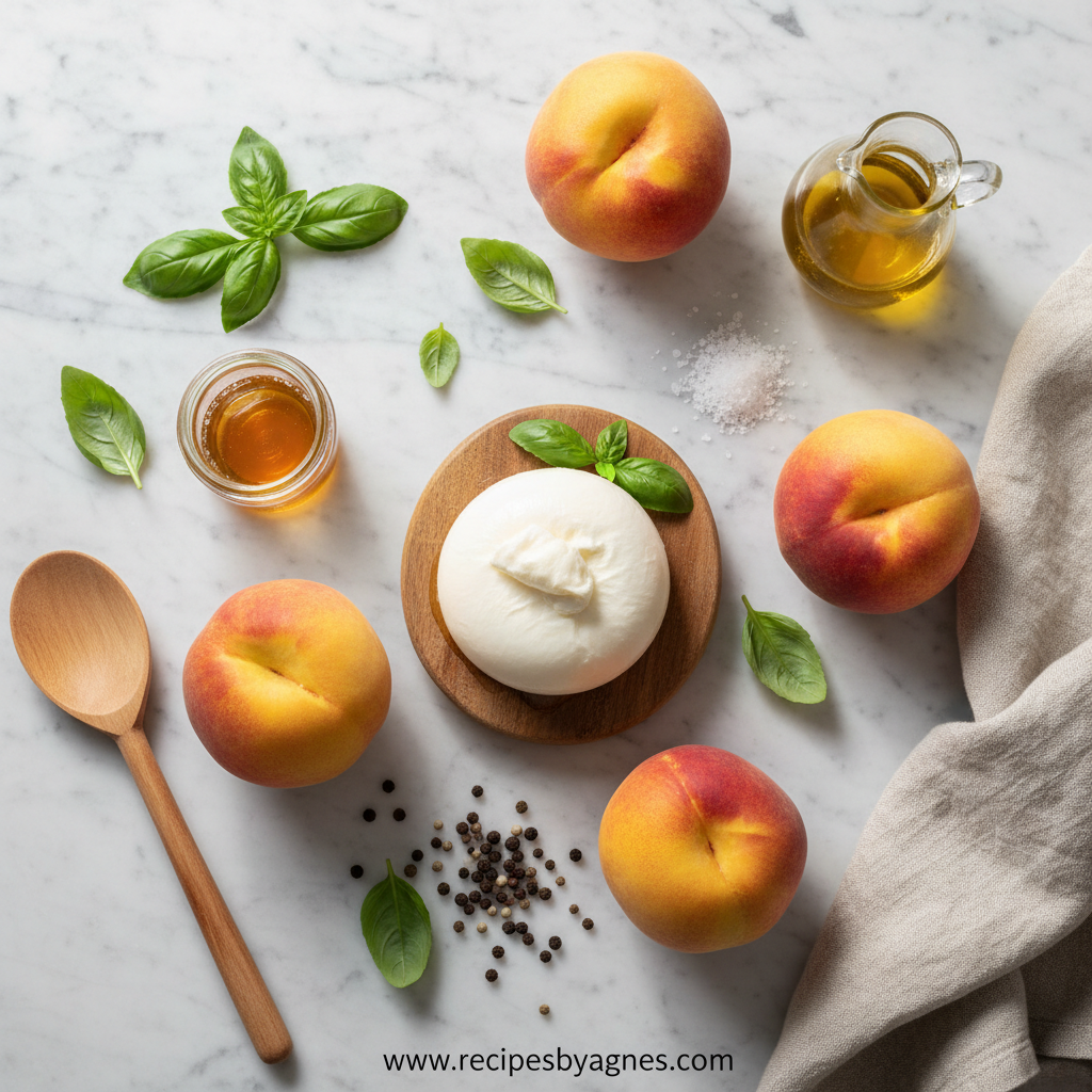 Ingredients for Summer Peach Burrata Salad
